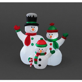 Snowtime Inflatable Snowman Family 1.5m w/12 LEDs
