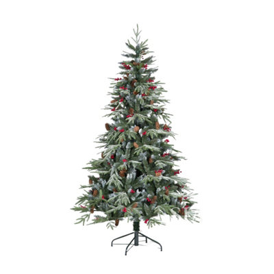 SnowTime Ontario 6ft Frost Flocked Christmas Tree With Pinecones & Berries Price Comparisons | Compare The Build