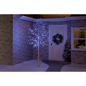 Snowtime Pre-Lit LED Birch Tree Snow Flocked Christmas Lights Indoor/Outdoor Ice White 1.8m