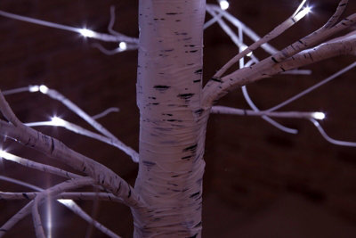 Snowtime Pre-Lit LED Birch Tree Snow Flocked Christmas Lights Indoor/Outdoor Ice White 1.8m - 3