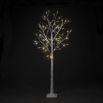 Snowtime PreLit LED Birch Tree Snow Flocked Christmas Lights Indoor