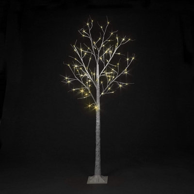 Snowtime Pre-Lit LED Birch Tree Snow Flocked Christmas Lights Indoor/Outdoor Warm White 1.2m