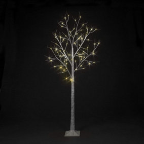 Snowtime Pre-Lit LED Birch Tree Snow Flocked Christmas Lights Indoor/Outdoor Warm White 1.5m