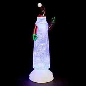 Snowtime Santa Claus LED Water and Glitter Filled Christmas Spinner Decoration
