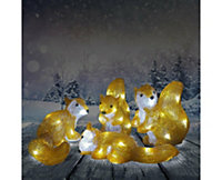 Snowtime Set of 4 Acrylic Squirrels with 40 Ice White LED's