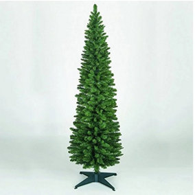 Snowtime Wrapped Pencil Pine Christmas Tree - Green - 8ft - 240cm