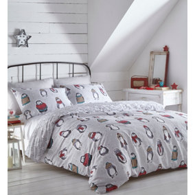 Snowy Penguins King Duvet Cover and Pillowcases
