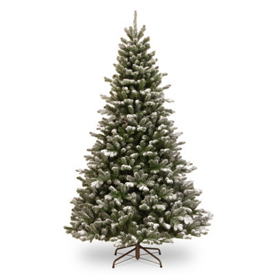 Customizable Christmas Tree & Greenery Set Snowy Sheffield Spruce with Clear Lights