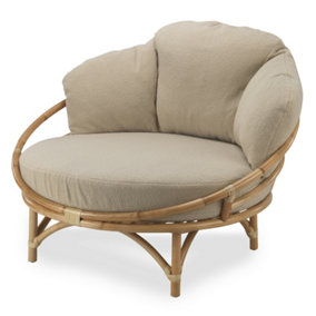 Snug Natural Cuddle Chair Rattan with Boucle Latte Cushion