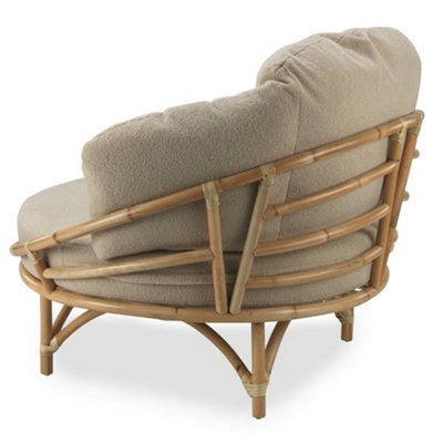 Snug Natural Cuddle Chair Rattan with Boucle Latte Cushion