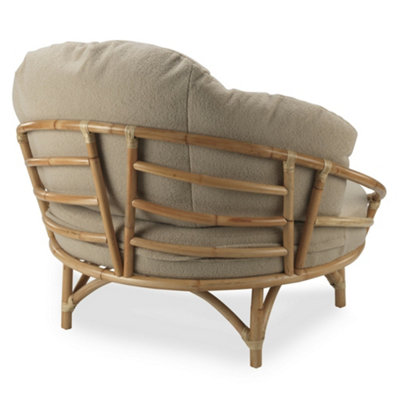 Snug Natural Cuddle Chair Rattan with Boucle Latte Cushion