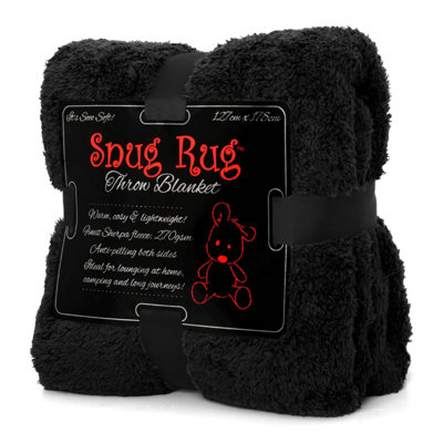 Snug Rug Blanket Luxury Sherpa Fleece Sofa TV Throw Gift Blankets 127x178cm - Black
