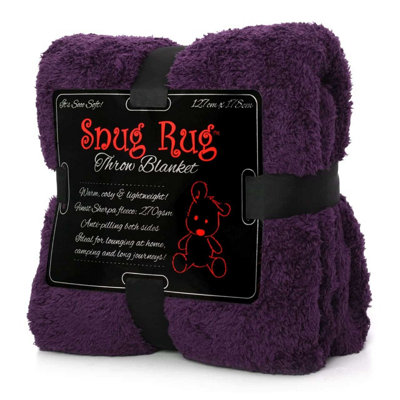Snug Rug Blanket Luxury Sherpa Fleece Sofa TV Throw Gift Blankets 127x178cm Purple