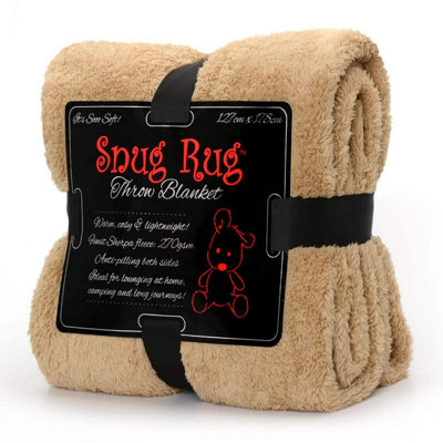 Snug Rug Blanket Luxury Sherpa Fleece Sofa TV Throw Gift Blankets 127x178cm - Sand Beige