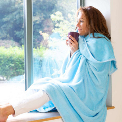 Snug-Rug Premium Blanket Luxury Sherpa Fleece Sofa TV Throw Large Blankets 150x200cm - Scuba Blue