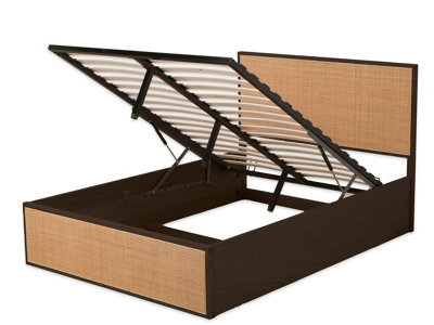 Snuggle Beds Raphael Rattan Ottoman Storage Bed - Black - Double