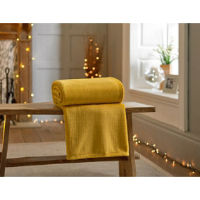 Snuggle Touch Microfibre Throw 140x180cm Mustard