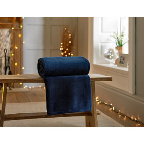 Snuggle Touch Microfibre Throw 140x180cm Navy