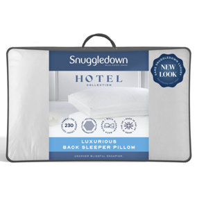Snuggledown Back Sleeper Pillow 1 Pack Medium Support Pillow 100% Cotton Cover Comfortable 43x69cm
