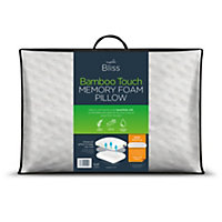 Snuggledown Bamboo Memory Foam Pillow 1 Pack Firm Support Side Sleeper Orthopaedic Zipped Cover 64x38cm