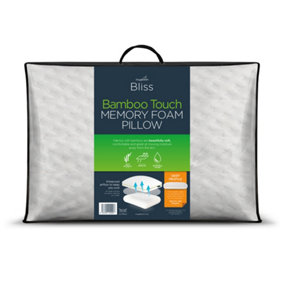 Snuggledown Bamboo Memory Foam Pillow 1 Pack Firm Support Side Sleeper Orthopaedic Zipped Cover 64x38cm