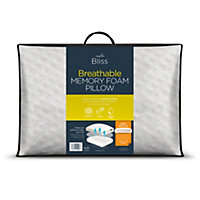 Snuggledown Breathable Memory Foam Pillow 1 Pack Firm Support Side Sleeper Orthopaedic Zipped Cover 64x38cm