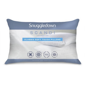Snuggledown Classic Hollowfibre Pillows 2 Pack Medium Support Back Sleeper Pillows for Back Pain Silky Soft Hypoallergenic 48x74cm