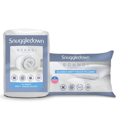 Snuggledown Classic Hollowfibre Single Duvet 4.5 Tog Lightweight Cool Summer Quilt for Night Sweats, 2 Medium Pillows Washable