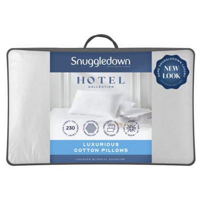 Snuggledown Clusterdown Pillow 2 Pack Medium Support Pillow 100% Cotton Cover Comfortable 43x69cm