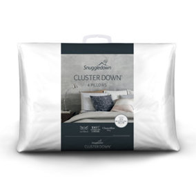 Snuggledown Clusterdown Pillow 4 Pack Medium Support Pillow 100% Cotton Cover Comfortable 43x69cm