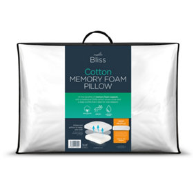Snuggledown Cotton Memory Foam Pillow 1 Pack Firm Support Side Sleeper Orthopaedic Zipped Cover 64x38cm