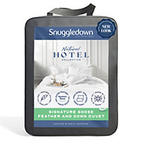 Snuggledown Goose Feather & Down 13.5 Tog Single Duvet 4.5 Tog Cool Summer + 9 Tog All Seasons Quilt Cotton Cover 200x135cm