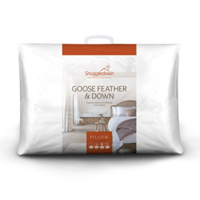 Snuggledown Goose Feather & Down Pillow 2 Pack Medium Support Back Sleeper 100% Cotton Cover Hypoallergenic 48x74cm