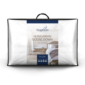 Snuggledown Hungarian Goose Down Pillow 1 Pack Soft Support Front Sleeper 100% Jacquard Cotton Cover Hypoallergenic 48x74cm