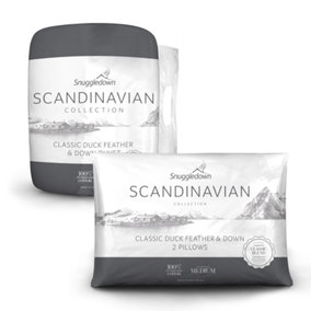 Snuggledown Scandinavian Duck Feather And Down Duvet, 2 Medium Pillows, 10.5 Tog, Single