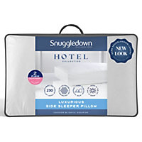 Snuggledown Side Sleeper Pillow 2 Pack Firm Support Side Sleeper Neck and Shoulder Pain Relief 100% Soft Cotton Cover 38x64cm