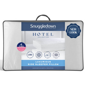 Snuggledown Side Sleeper Pillow 4 Pack Firm Support Side Sleeper Neck and Shoulder Pain Relief 100% Soft Cotton Cover 38x64cm