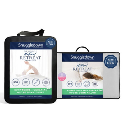 Snuggledown Sumptuous Hungarian Goose Down 13.5 Tog All Seasons Duvet & 2 Soft Support Pillows