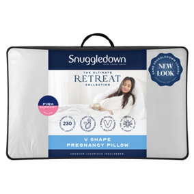 Snuggledown V Shape Pregnancy Pillow 1 Pack Firm Support Side Sleeper Pillow for Neck and Shoulder Pain Relief Orthopaedic 35x84cm