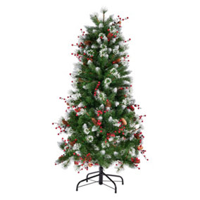 SO 150CM Lisbon Pine Tree, Hard Needle mix with PVC, 373 Tips, 36pcs Berries and Cones