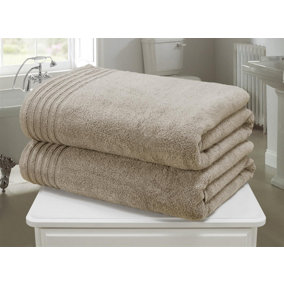 So Soft Zero Twist Towel Bale Taupe 2pc 100% Cotton Bath Sheet Towel Bale