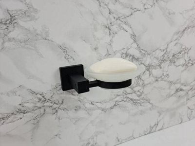 Soap Holder Black Dish & Holder Modern Designer Bathroom Wall Mounted Accessory