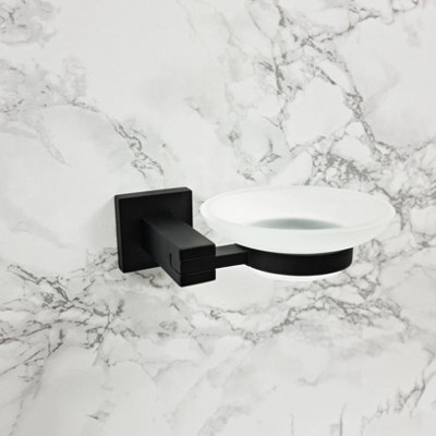Soap Holder Black Dish & Holder Modern Designer Bathroom Wall Mounted Accessory - 3