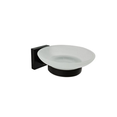 Soap Holder Black Glass Dish & Holder Modern Designer Bathroom Wall Mounted Accessory