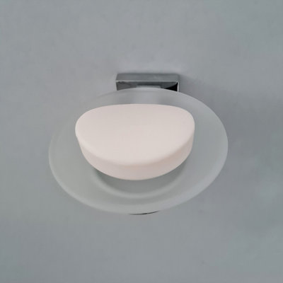 Soap Holder Chrome Glass Dish & Holder Modern Designer Bathroom Wall Mounted Accessory - 4