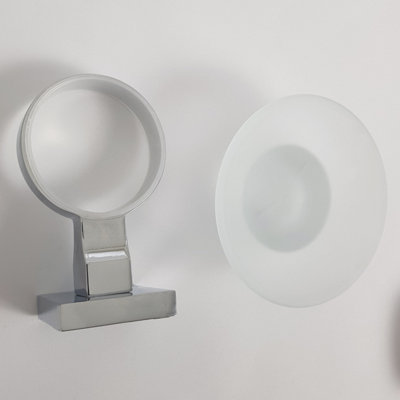 Soap Holder Chrome Glass Dish & Holder Modern Designer Bathroom Wall Mounted Accessory - 5