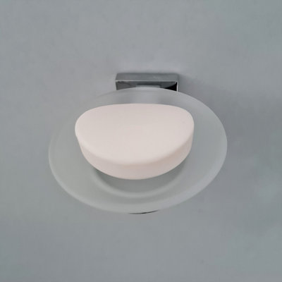 Soap Holder Chrome Glass Dish & Holder Modern Designer Bathroom Wall Mounted Accessory - 8