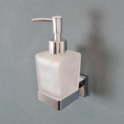 Soap Holder Wall Mounted Round  Finish Glass Soap Chrome Accessory