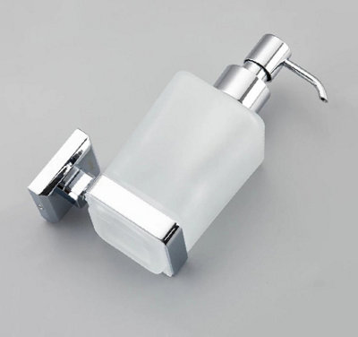 Soap Holder Wall Mounted Round  Finish Glass Soap Chrome Accessory - 4