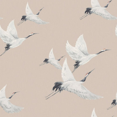 Soaring Cranes Wallpaper In Nude